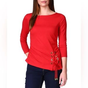 NWT-Michael Michael Kors Lace-Up 3/4 Sleeves Top